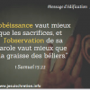 Message d’édification :  »L’obéissance ou le sacrifice ? »
